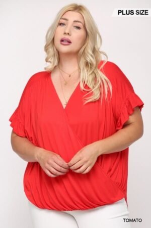 Solid Viscose Knit Surplice Top