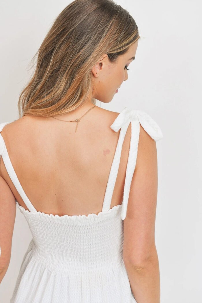 Smocking bust with self tie straps sleeveless waffle top - image 7
