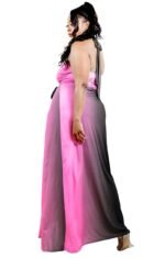Plus Solid Cutout Halter Neck Waist Tie Maxi Dress - Image 2