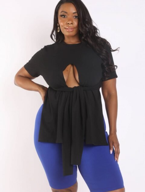 Tie Detailed Slit T Shirt