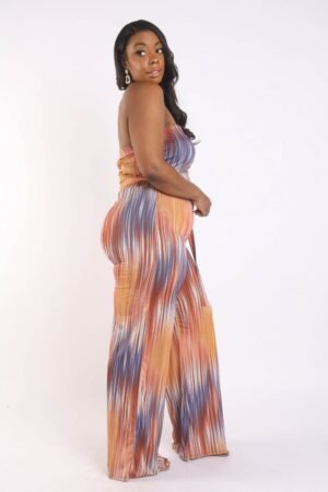 Printed Tube Jumpsuit With Self Belt Printed Tube Jumpsuit With Self Belt