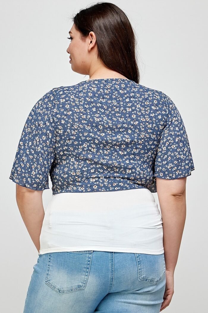 Plus size ditsy floral print cropped bolero cardigan