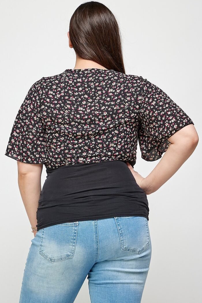 Plus size ditsy floral print cropped bolero cardigan