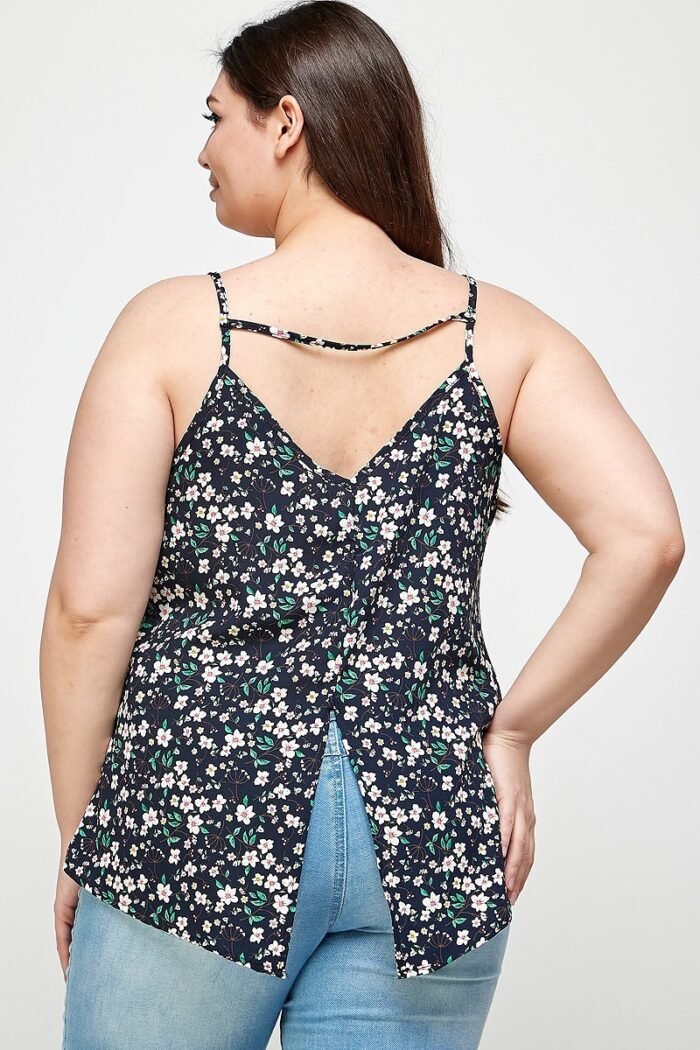 Plus size, ditsy floral print cami top