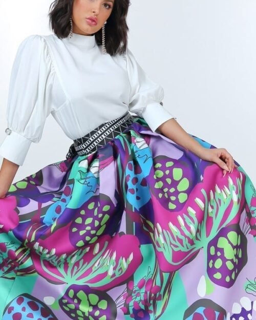 Puff Sleeve Blouse With Pearl Buttons