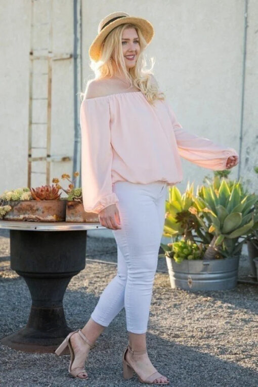Off Shoulder Bubble Sleeve Top – Plus Size Casual Outings - Image 3