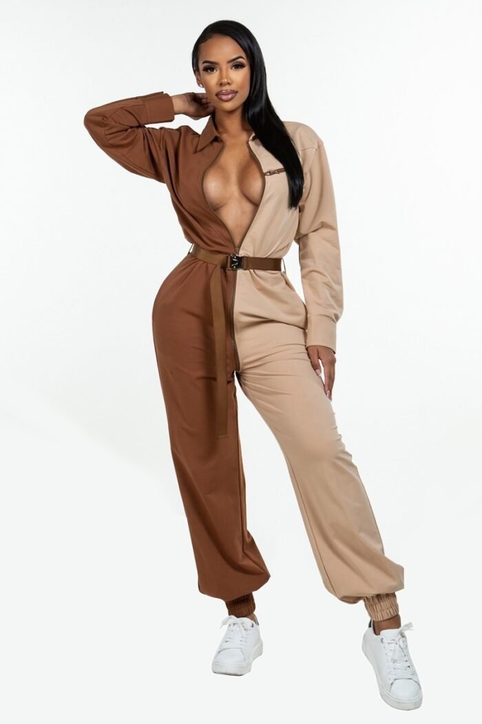 Long sleeve oversized cozy shirt jumpsuit - image 1