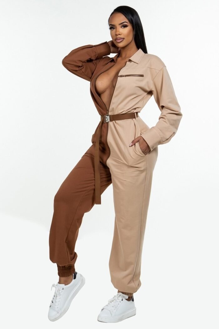 Long sleeve oversized cozy shirt jumpsuit - image 2