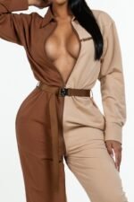 Long Sleeve Oversized Cozy Shirt Jumpsuit - Image 3