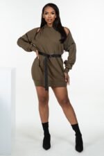 Double Zipper Long Sleeve Hooded Mini Dress - Image 5