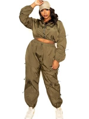 Active Zip Up Set With Cord Lock Detail Active Zip Up Set With Cord Lock Detail