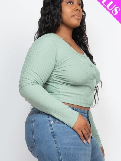 Plus Size Button Up Cropped Top Plus Size Button Up Cropped Top