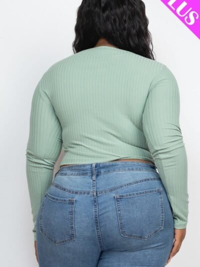 Plus Size Button Up Cropped Top Plus Size Button Up Cropped Top