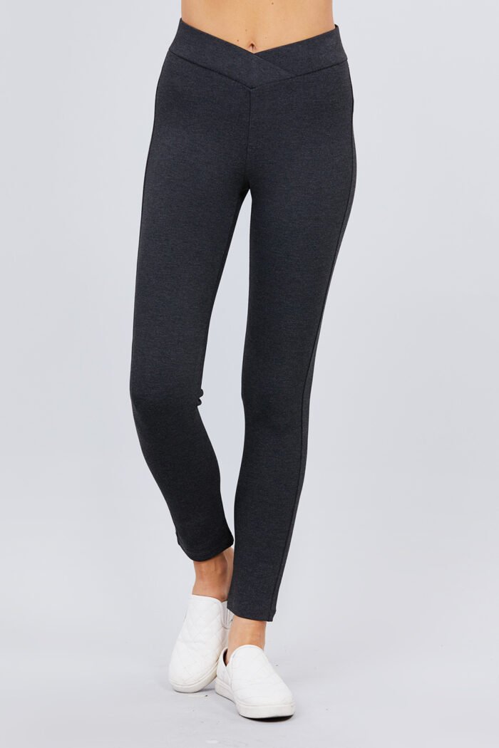 Mid-rise ponte pants