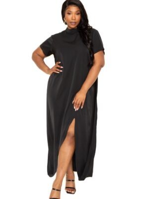 Mock neck back cape dress Mock neck back cape dress