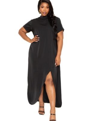 Mock neck back cape dress Mock neck back cape dress