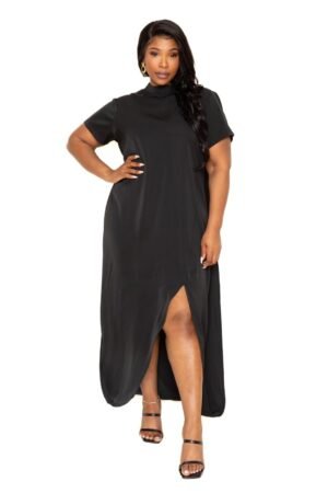 Mock neck back cape dress Mock neck back cape dress