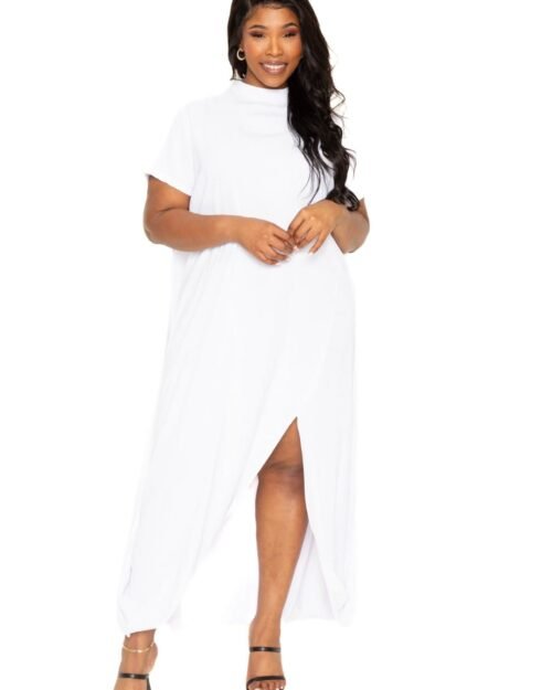 Mock neck back cape dress