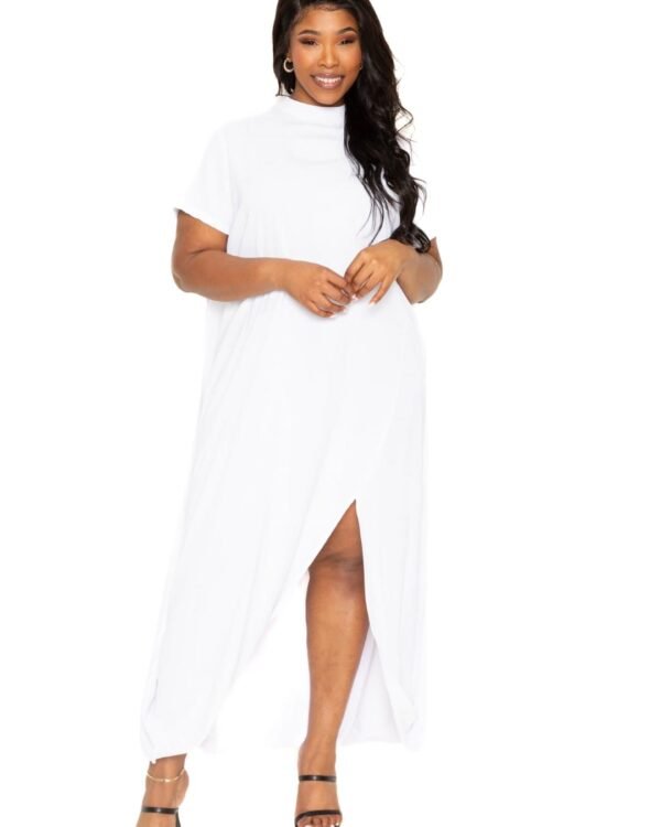 Mock neck back cape dress