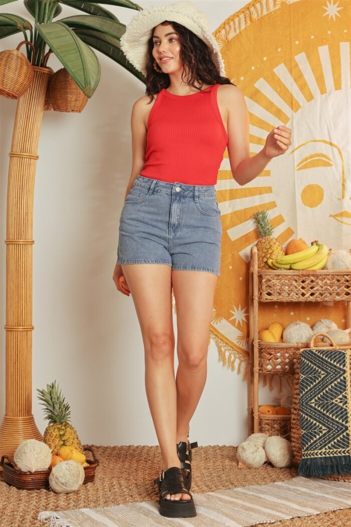Ribbed v strap back bodysuit