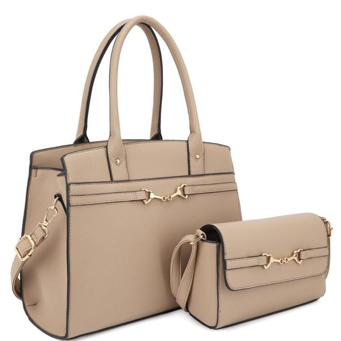 2in1 matching design handle satchel with crossbody bag