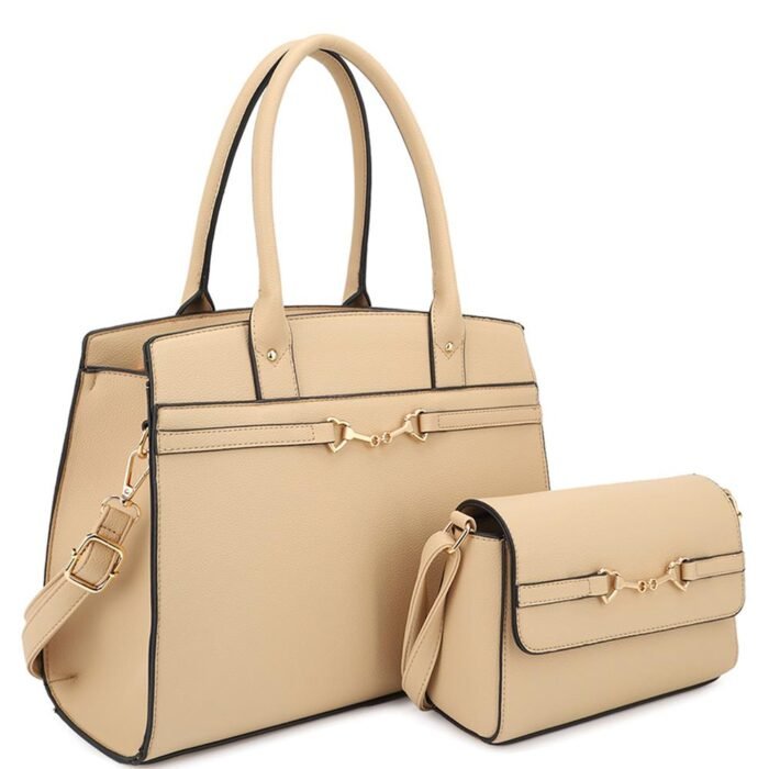 2in1 matching design handle satchel with crossbody bag