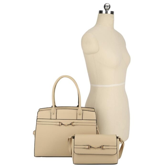 2in1 matching design handle satchel with crossbody bag