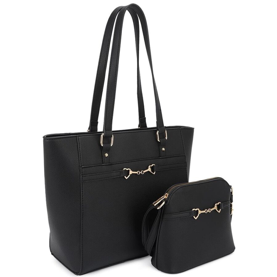 2in1 smooth matching shoulder tote bag with crossbody set