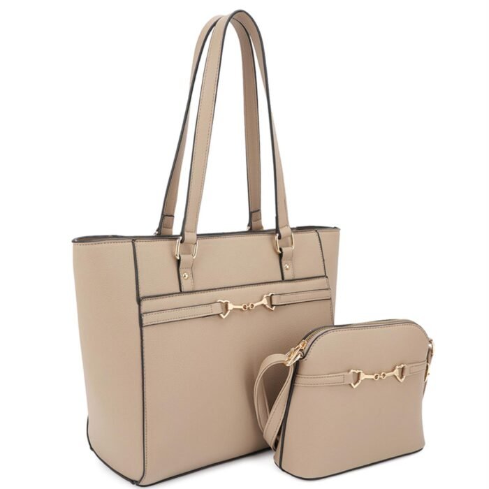 2in1 smooth matching shoulder tote bag with crossbody set
