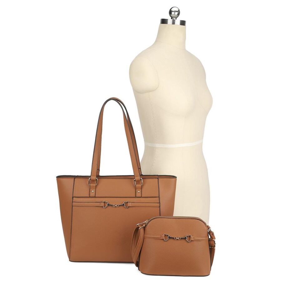 2in1 smooth matching shoulder tote bag with crossbody set