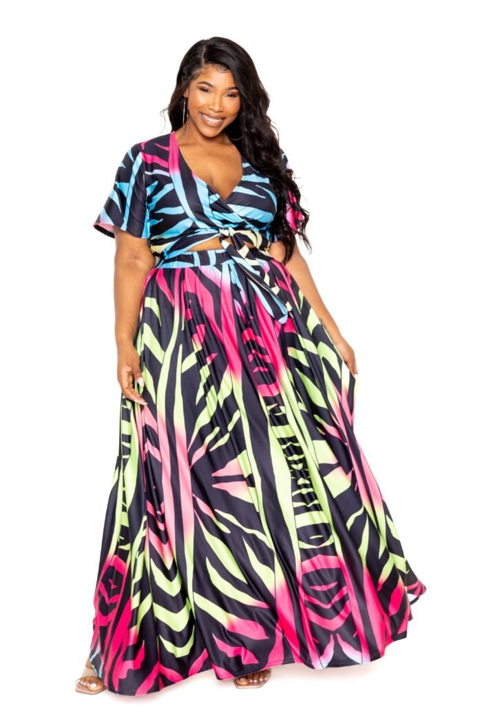 Ombre animal maxi skirt & top set - image 1