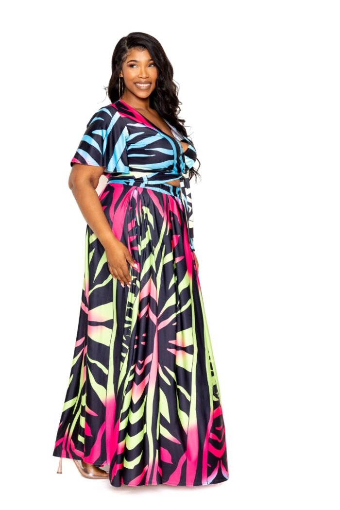 Ombre animal maxi skirt & top set - image 7