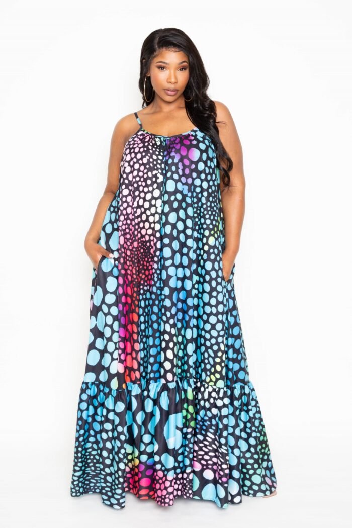 Printed voluminous maxi dress