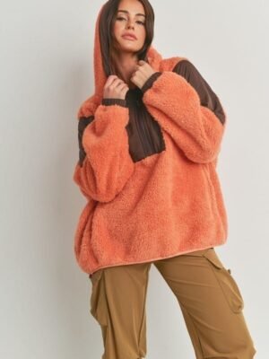 Two-toned Cozy Hooded Sweater