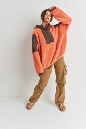 Two-toned Cozy Hooded Sweater Two-toned Cozy Hooded Sweater