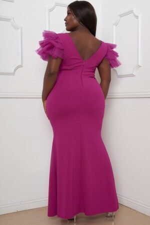 Mesh Tulle Shoulder Plus Size Maxi Dress Mesh Tulle Shoulder Plus Size Maxi Dress
