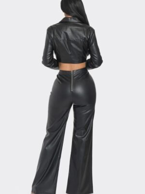 Faux Leather Set With Rhinestone Detail