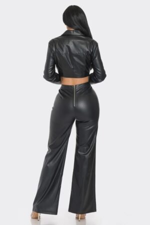 Faux Leather Set With Rhinestone Detail Faux Leather Set With Rhinestone Detail