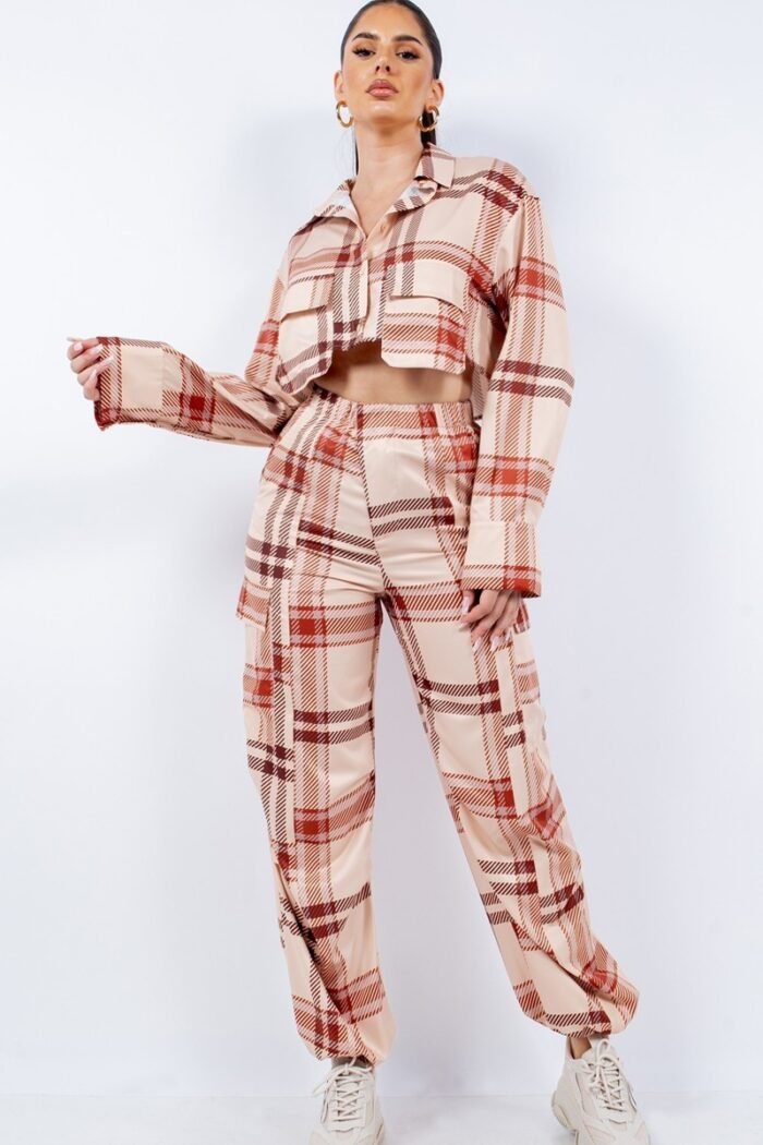 Cropped shirt & cargo pants set