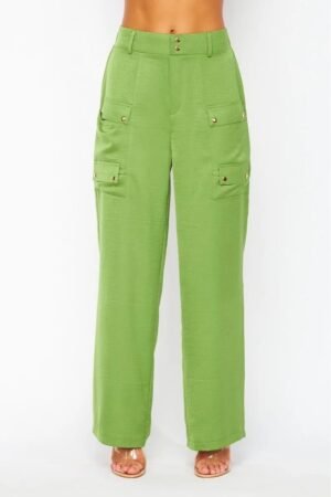 Satin Cargo Pocket Wide Leg Pants Satin Cargo Pocket Wide Leg Pants
