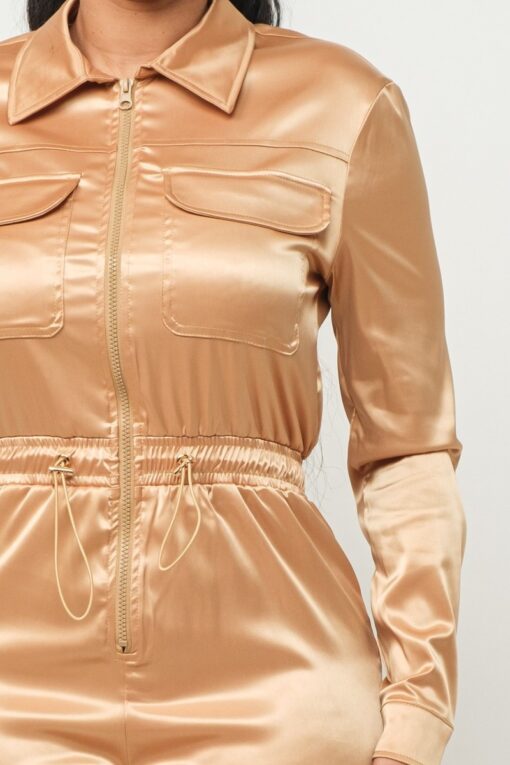 Front Zipper Pockets Top And Pants Jumpsuit - Image 9