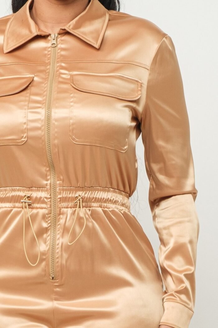 Front zipper pockets top and pants jumpsuit