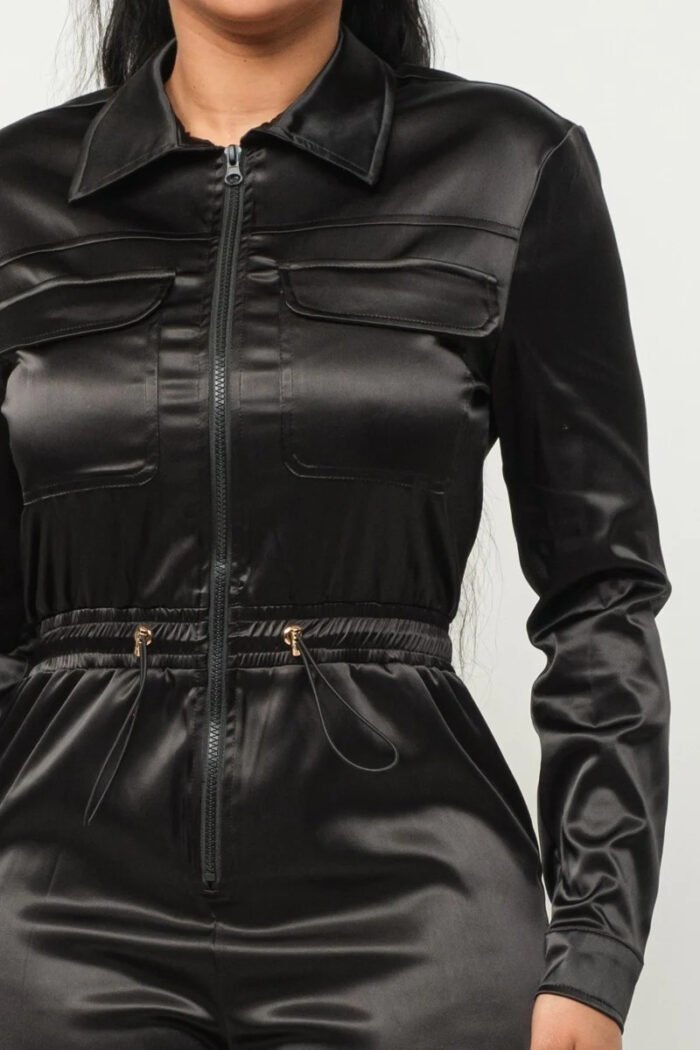 Front zipper pockets top and pants jumpsuit
