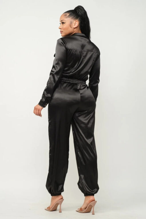 Front Zipper Pockets Top And Pants Jumpsuit - Image 5