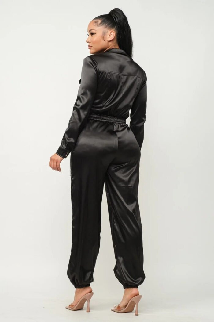 Front zipper pockets top and pants jumpsuit