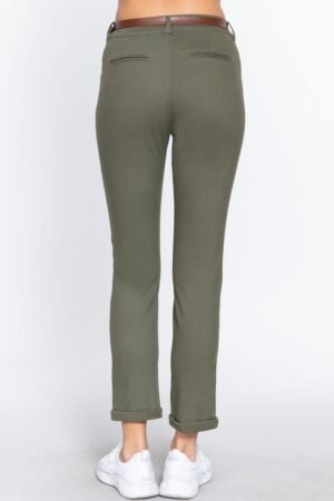 Cotton-span Twill Belted Long Pants Cotton-span Twill Belted Long Pants