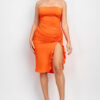 Ruffled Tube Slit Dress