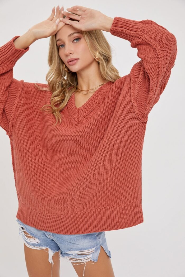 V neck oversized sweater