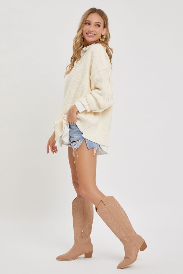 V neck oversized sweater