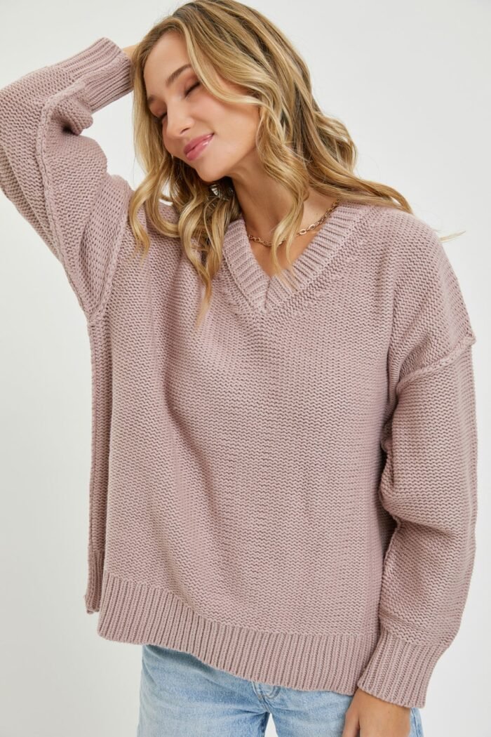 V neck oversized sweater